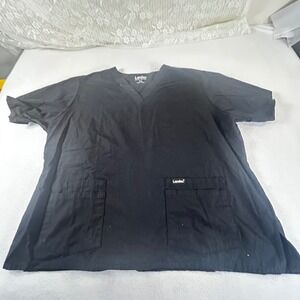 Landau Made Better Black V-Neck Scrub Top XXL Polyester Cotton Work Uniform